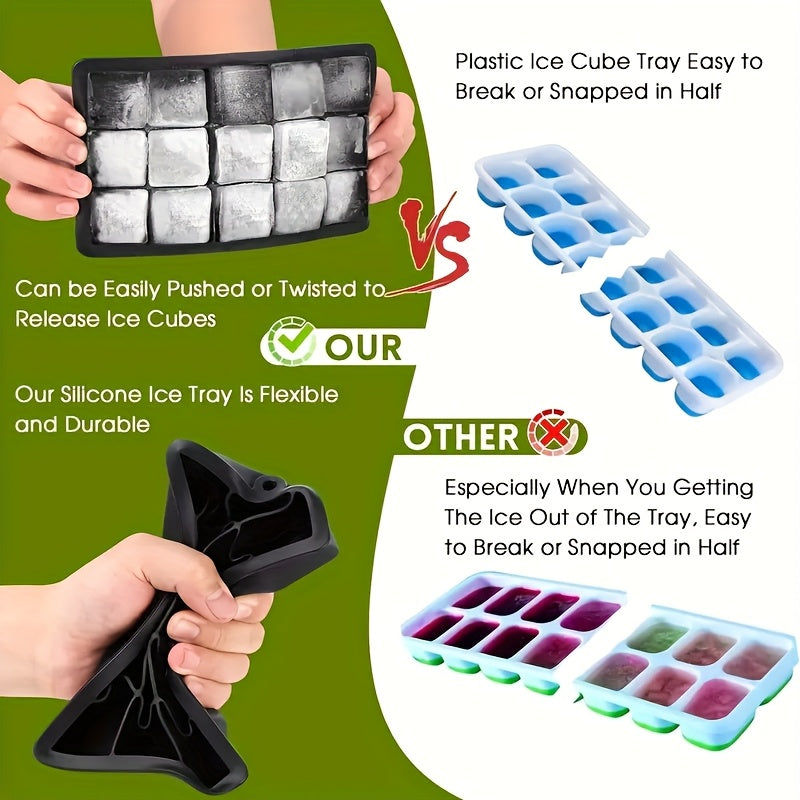 Silicone muz kubi shakli 1/2/4 dona kvadrat muz shakli ichimliklar, sharbatlar va sovuq ichimliklar uchun