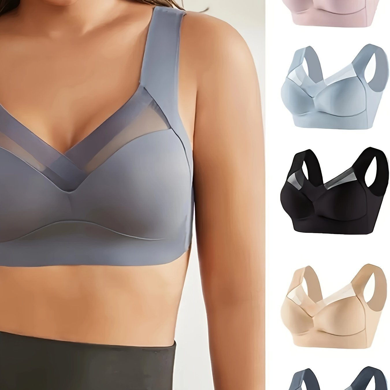 Plus Size Seamless Ice Silk Fiber Sports Bra Wire-Free Yoga Running Pack