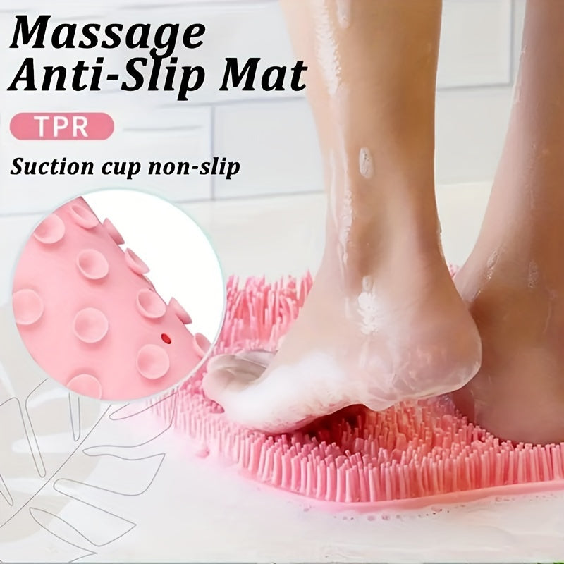 Silicone Shower Mat Bathtub Foot Back Scrubber Wall-Mounted Exfoliating Tool