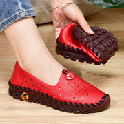 Women's Perforated Flat Shoes Solid Color Slip-On Breathable Loafers
