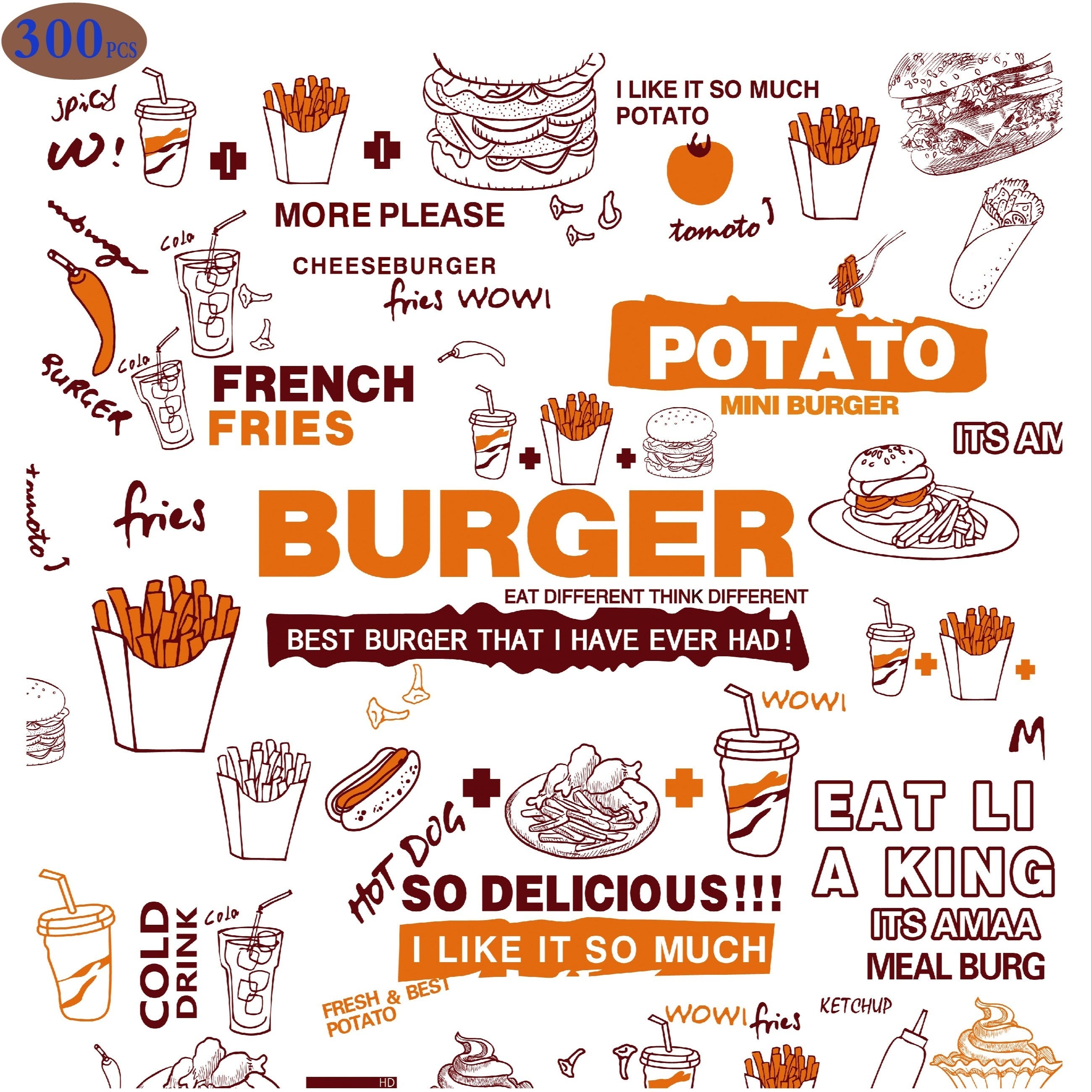 Paquete de papel de horno para deli de 100, 300, 500 para sándwiches, papas fritas, hamburguesas