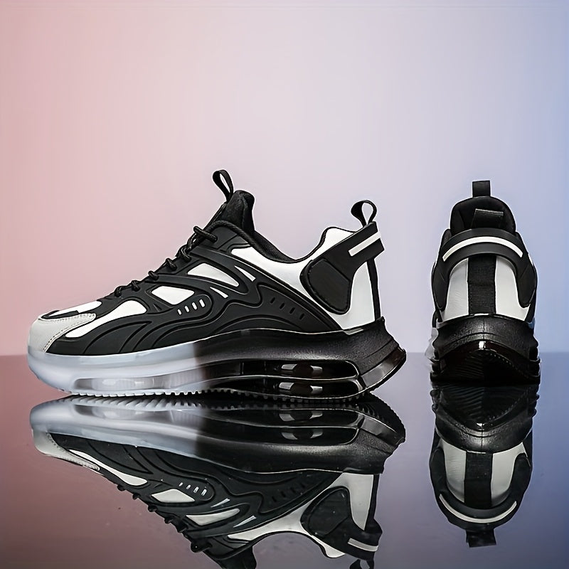 Erkaklar uchun tasodifiy sport krossovkalari, bog'ichli dizayn, PU yuqori qismi, mato ichki qismi va kauchuk taglik. Bir xil rang, dumaloq barmoq, kundalik kiyish va barcha mavsumlar uchun qulay.