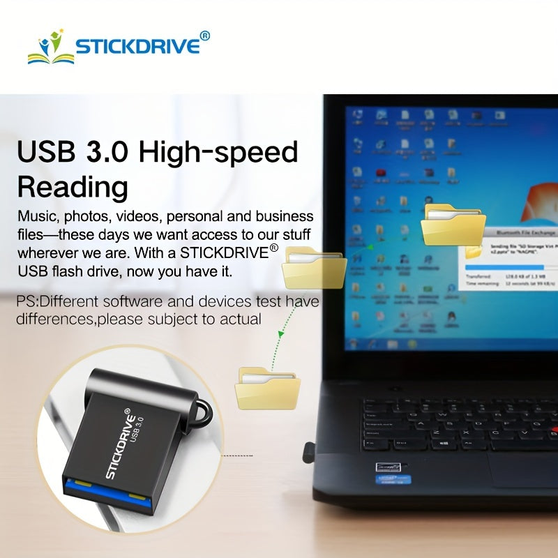 STICKDRIVE MINI USB 3.0 Flesh xotira qurilmasi kalit halqasi uchun turli o'lchamlarda.