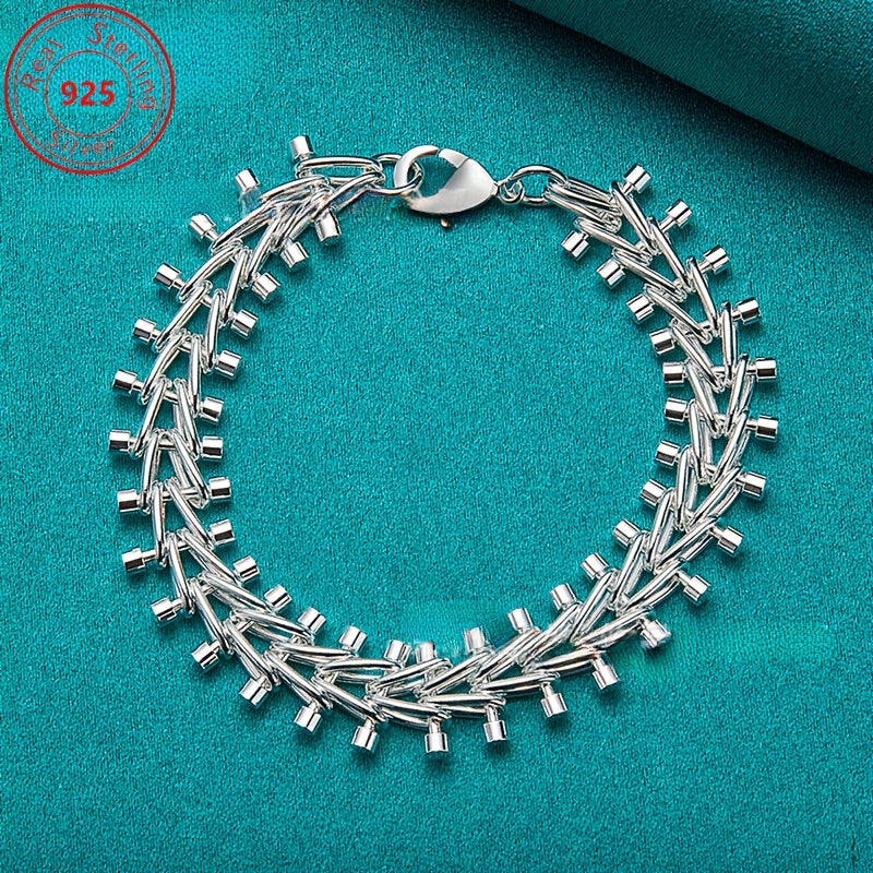 Sterling Silver Bracelet Double Bead Chain Retro Style Jewelry for Women