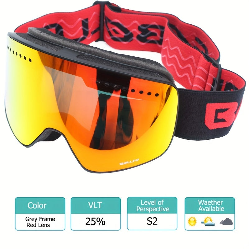 Adult Ski Goggles Mirrored Double Layer Lens TPU Frame for Snowboarding and Ice Skating
