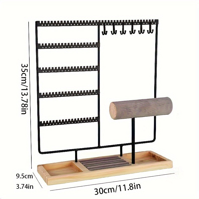 Jewelry Stand with Earring Holder Necklace Ring Watch Bracelet Organizer Display Rack