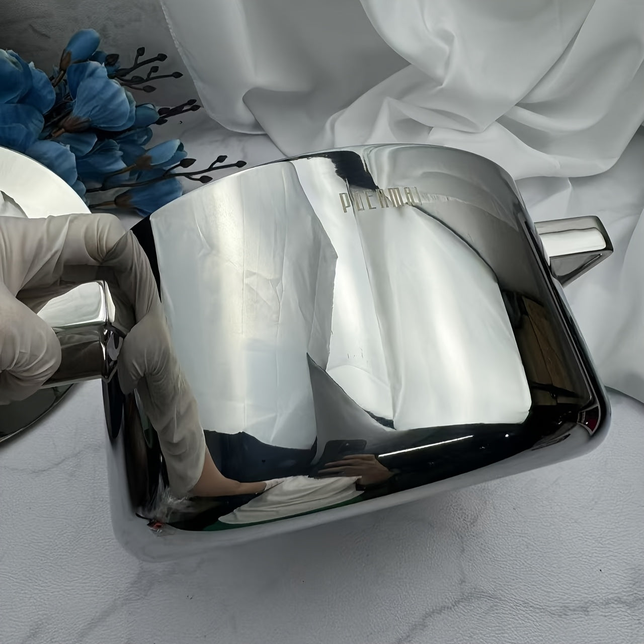 22cm Stainless Steel Stockpot with Lid Tri-Ply Mirror Finish No-Rivet Construction