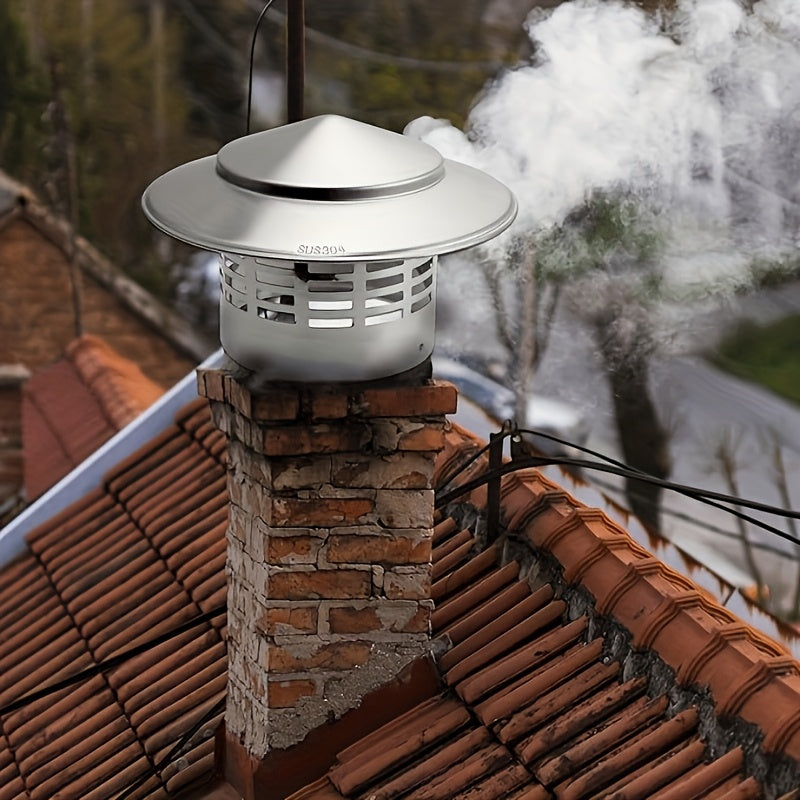 304 Stainless Steel Chimney Cap Vent Cover Rainproof Louvered Exterior