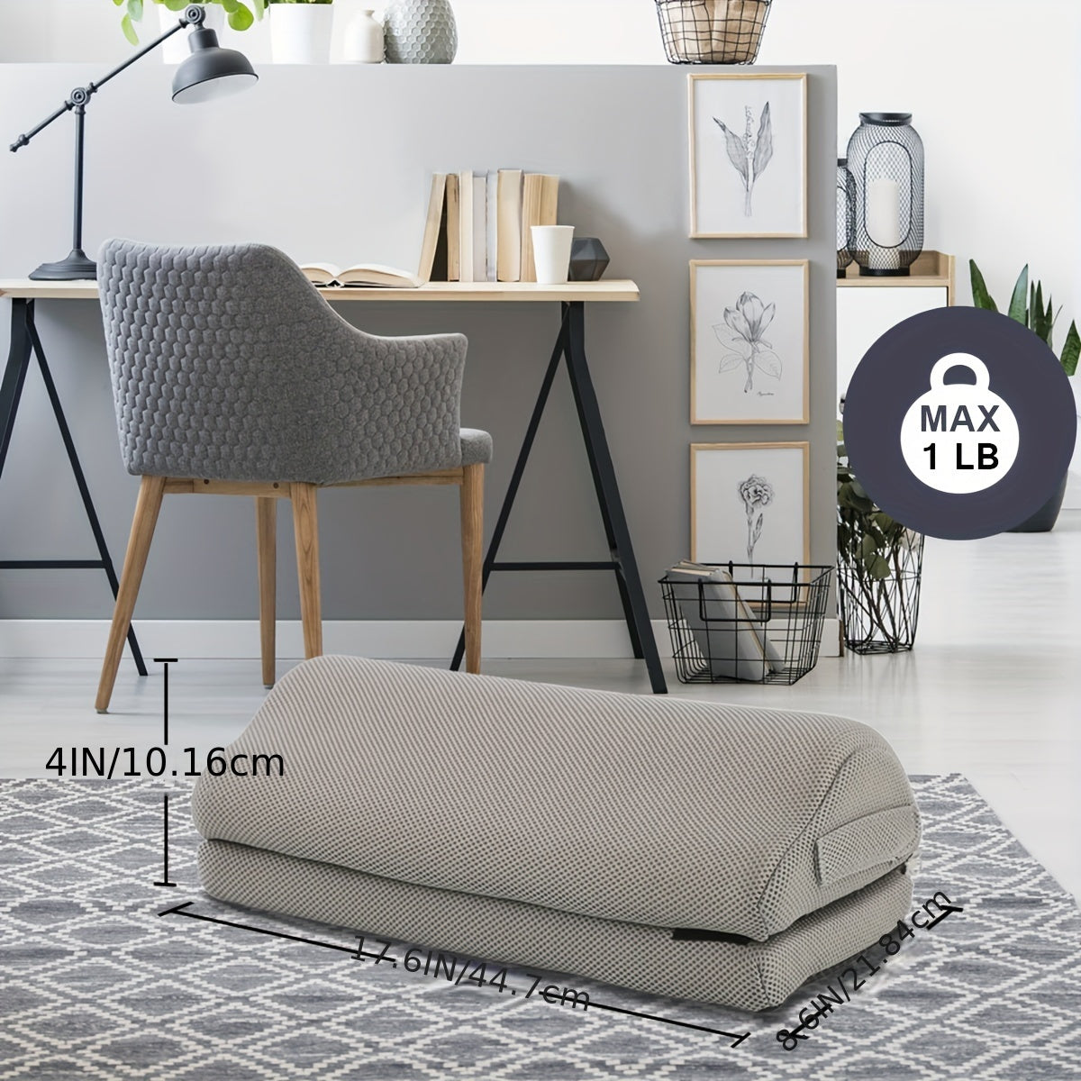 Adjustable Under Desk Foot Rest with Washable Cover for Office Home Car