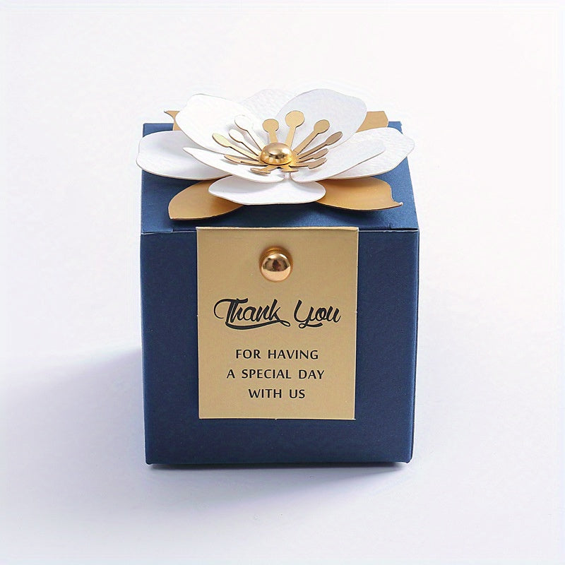 Set of 20 Wedding Flower Square Candy Boxes for Parties and Anniversaries