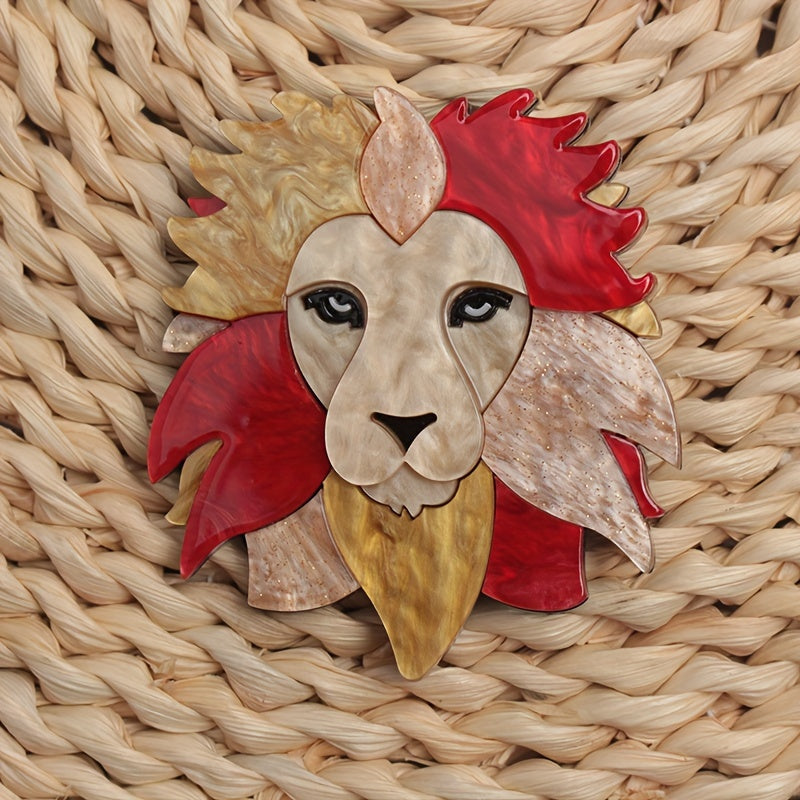 Elegant Lion Shaped Acrylic Brooch for Women's Clothing Accessories