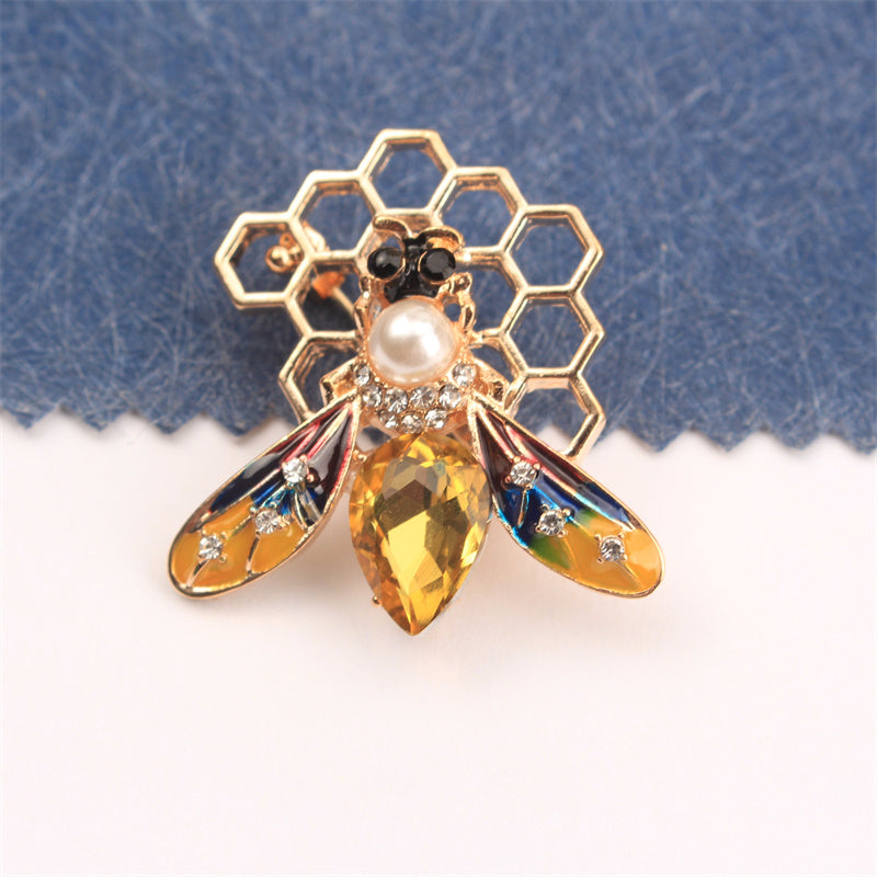 Rhinestone Bee Brooch Pin Irregular Shape Jewelry for Women and Girls