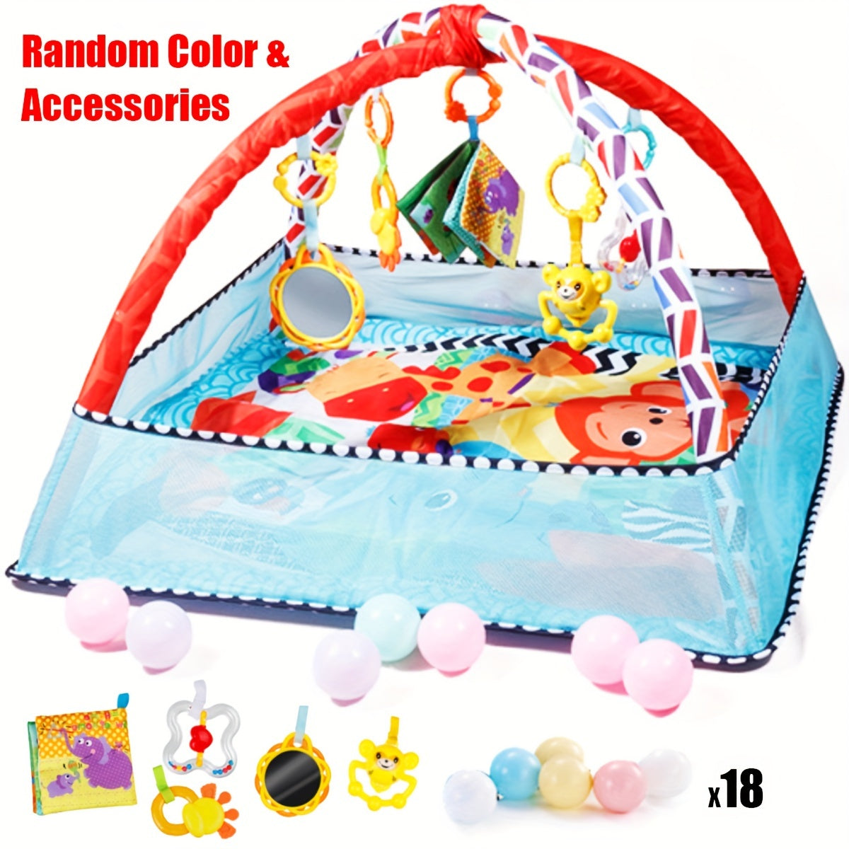 Baby Playpen Gym for Infants with Hanging Toys and Activity Mat, Tummy Time Crawling Exercise
