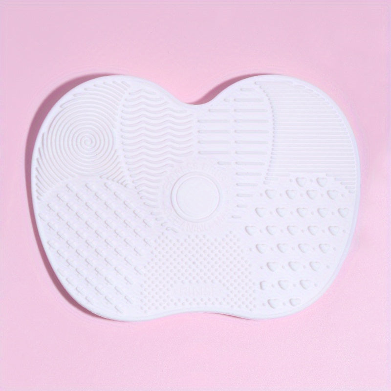 Unisex Silicone Makeup Brush Cleaning Mat Apple-Shaped Wash Pad Portable