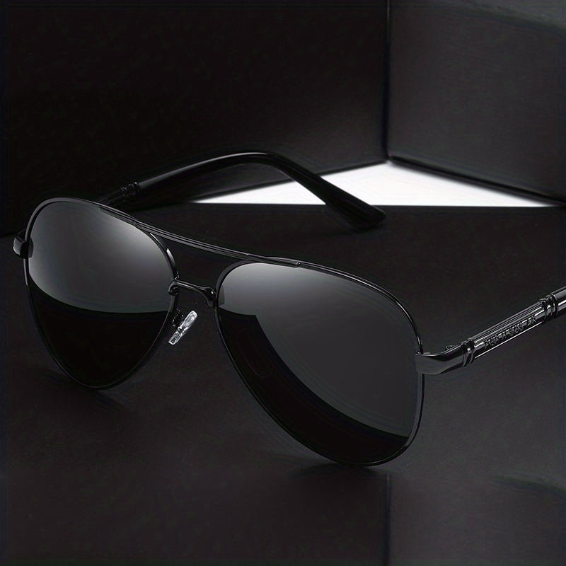 Men's Polarized Metal Glasses with Toad Mirrors Driving Lenses Retro Large Frames