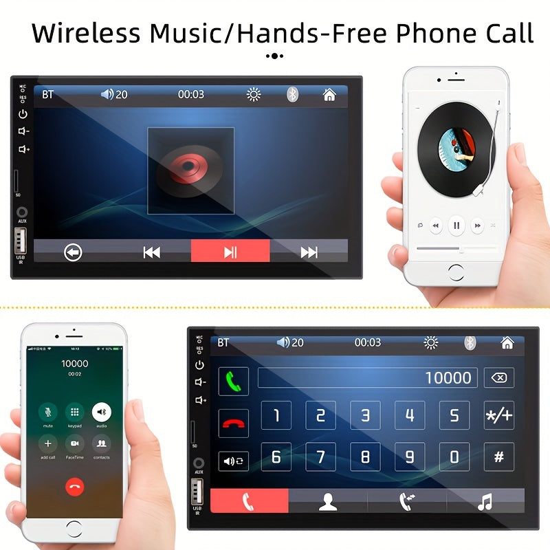 17.78 sm HD ekranli Yagona DIN Avtomobil MP5 Radio O'yinchisi, Radio Qutisi Yuqori Qism O'rnatish Dizayni, MirrorLink, AUX, USB Ulanishlari, SD Kart Qo'llab-quvvatlash, Ixtiyoriy Orqaga Qarash Kamerasi va Rulni Boshqarish