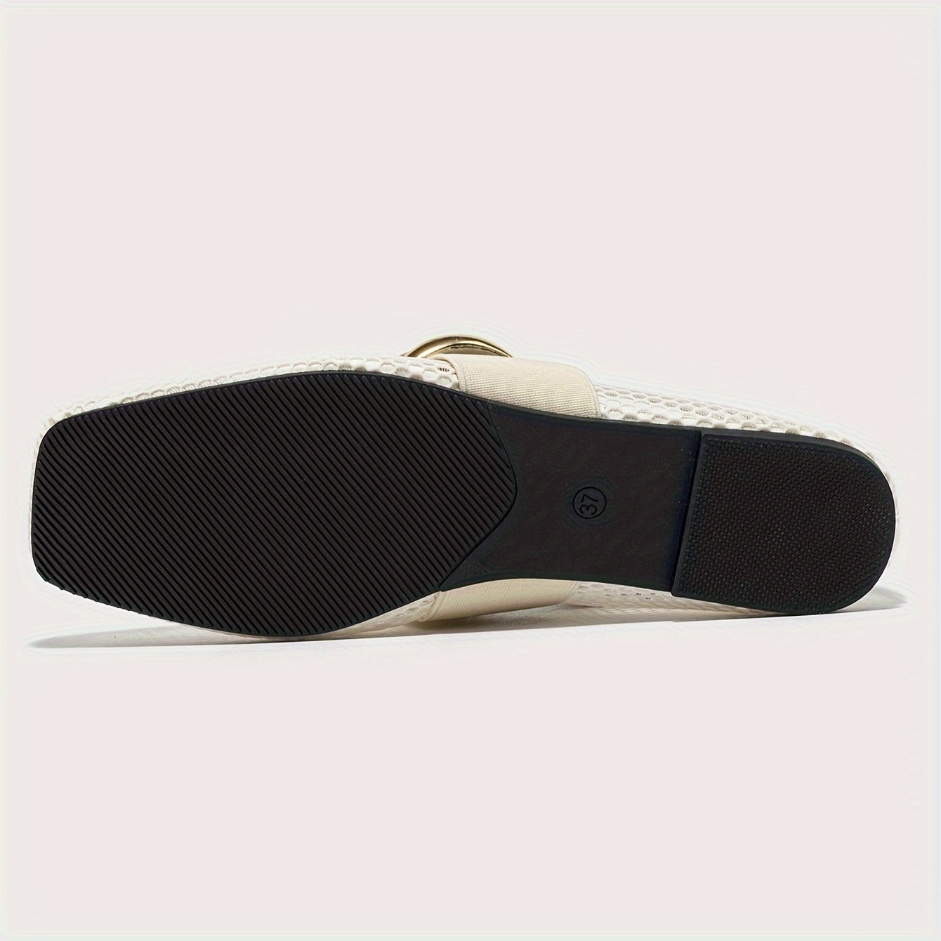 Women Mesh Flats Slip-Ons with Square Toe Crystal Embellishments