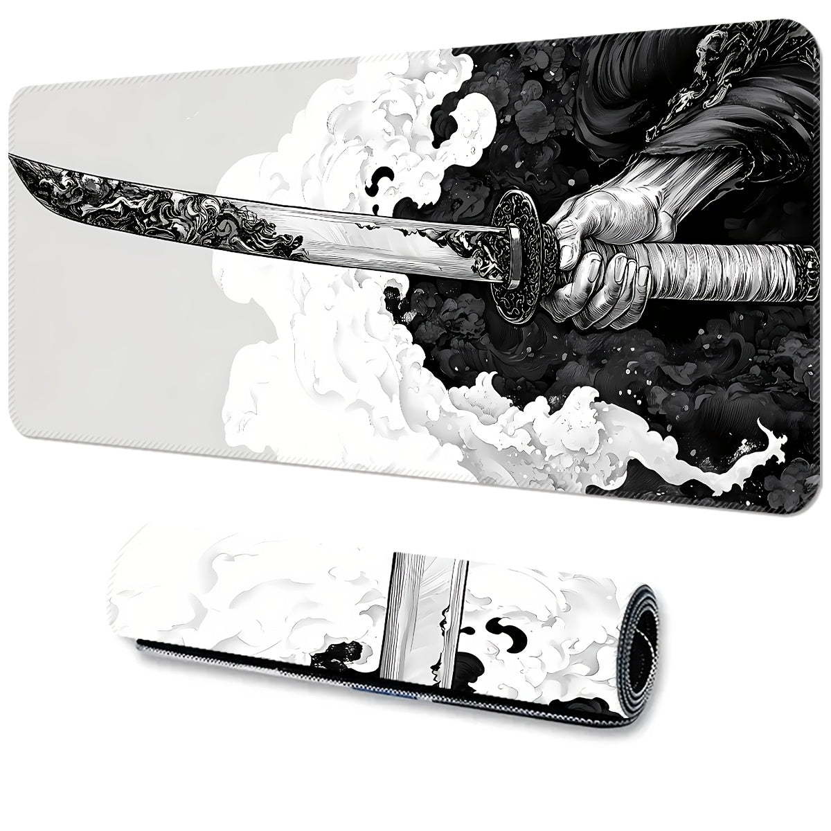 XL Gaming Mouse Pad Oblong with Sword Design Non-Slip Washable for eSports and Office