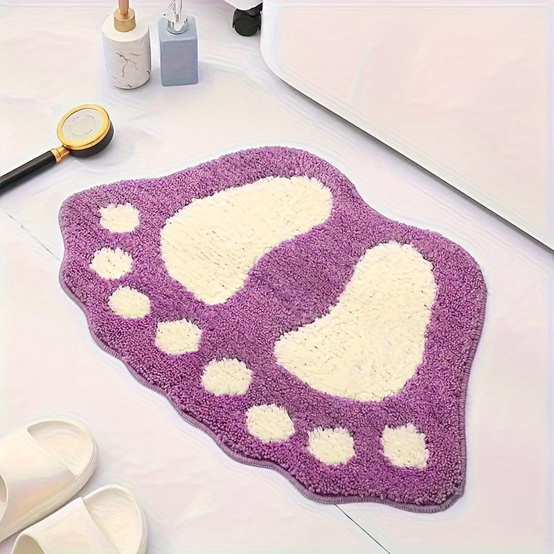Paw Print Bathroom Floor Mat Absorbent Non-Slip Kitchen Rug for Bathroom Bedroom