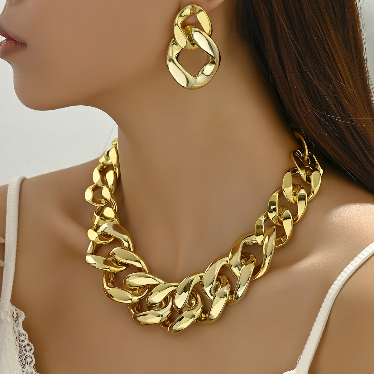 Women's Jewelry Set Acrylic Geometric Necklace and Earrings in Jelly Colors