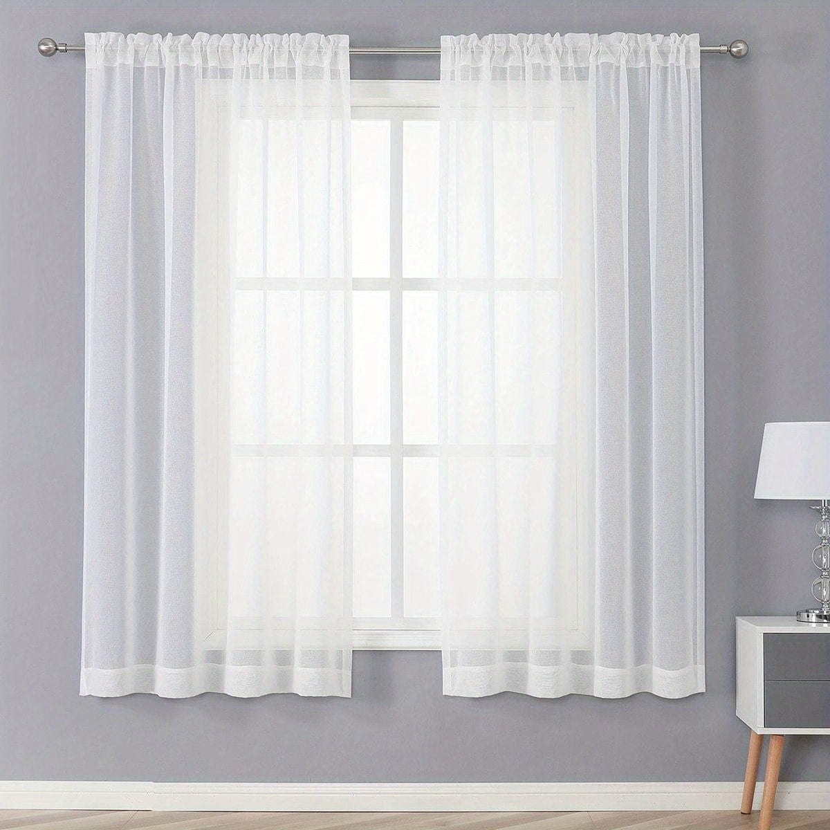 Soft White Sheer Curtain for Balcony, Living Room, Bedroom, Kitchen
