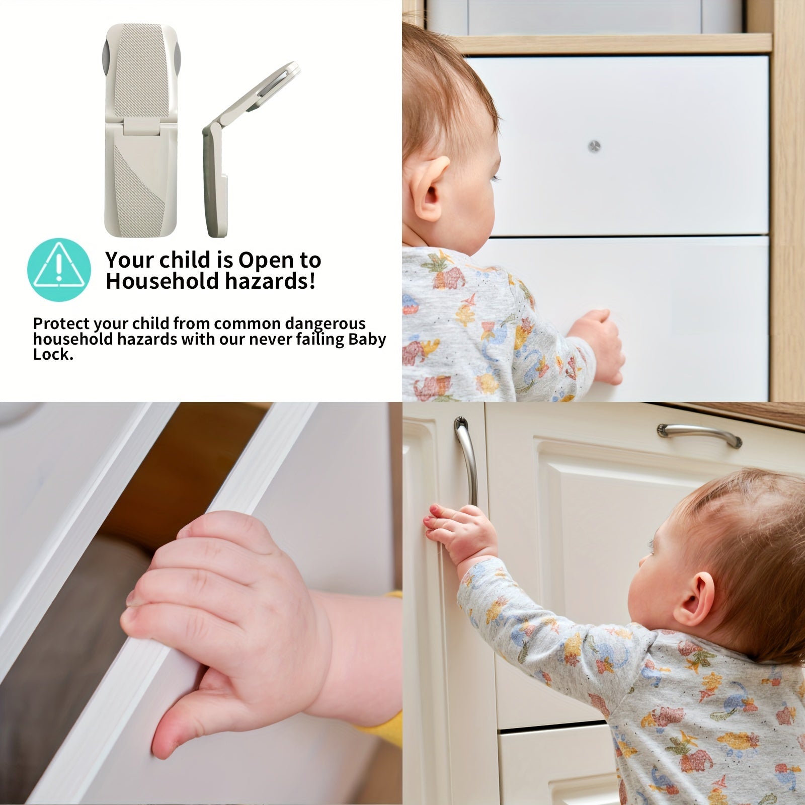 Child Safety Locks for Cabinets Drawers Toilet Fridge No Drilling Adhesive Pack