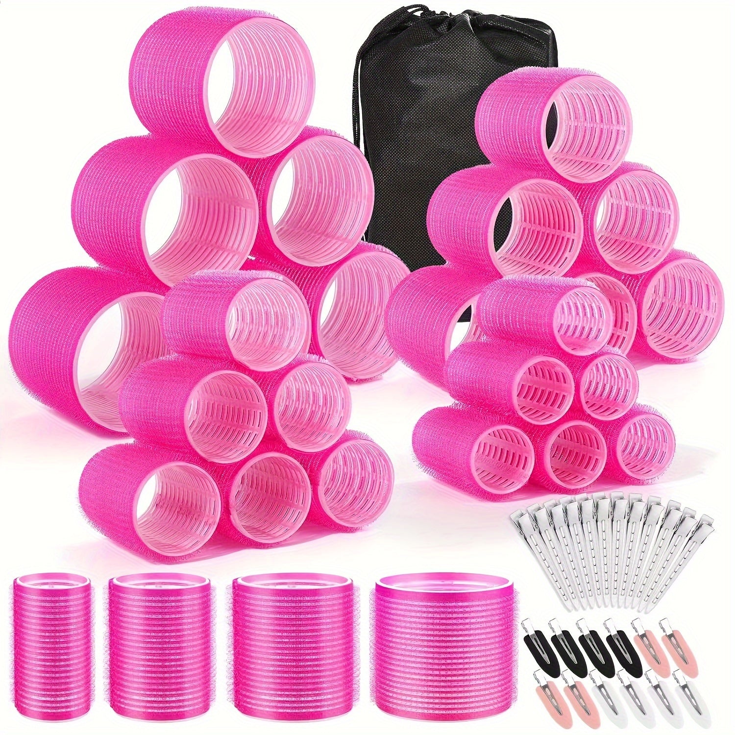 Hair Styling Accessories Kit with 49 Heatless Curlers and Hair Clips for Women Girls