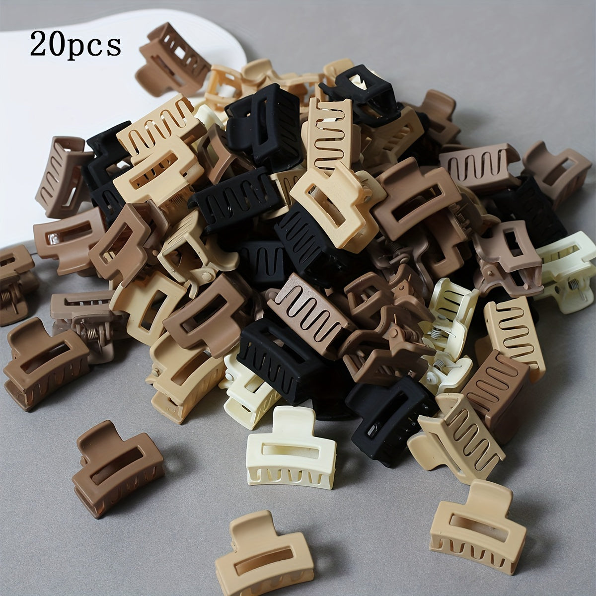 20pcs Coffee Color Heart Shaped Hair Clips for Women Small Plastic Hair Accessories
