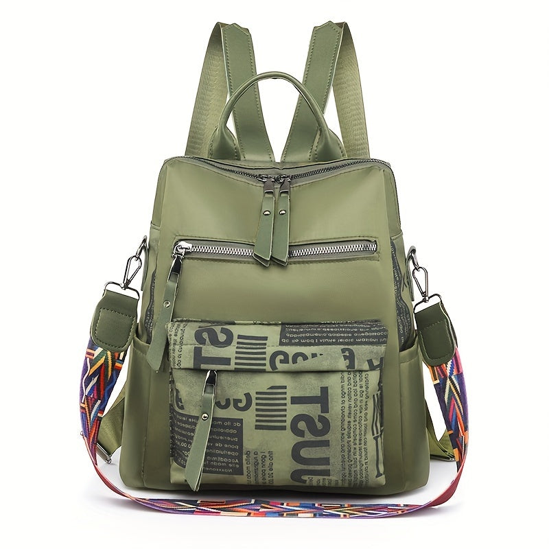 Unisex Nylon Casual Shoulder Bag with Zipper Closure and Adjustable Strap