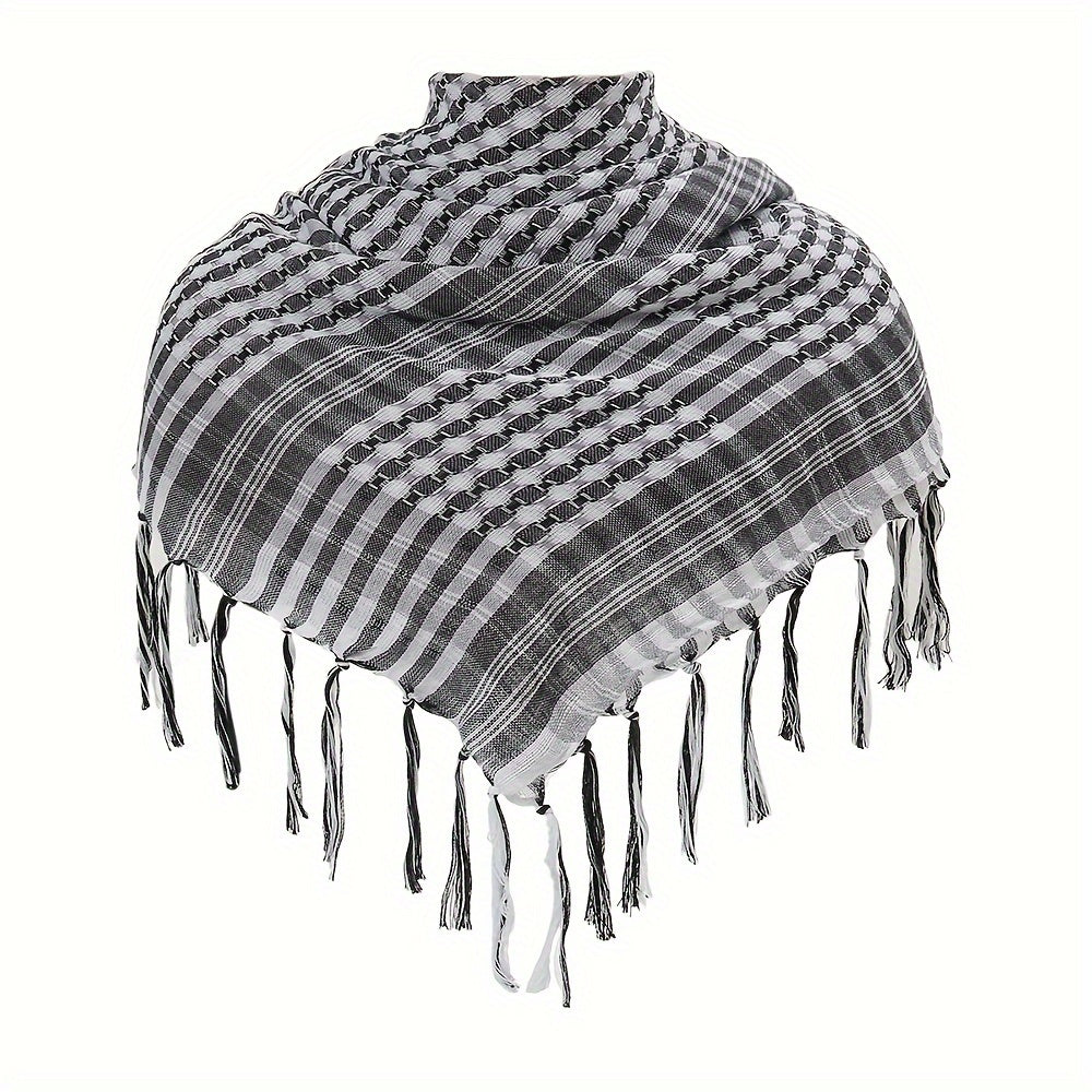 100% Polyester To'qilgan Bo'yin Salliq, Vintage Uslubidagi Taktik Cho'l Arab Bandana Dizayni, Ramazon uchun Mukammal An'anaviy Musulmon Shali. Xususiyatlari: Tekis Bosh Salliq va Kvadrat Hijob.