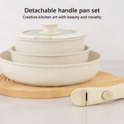 Induksion gaz plitasi uchun ajraladigan tutqichli 5 ta qismdan iborat Nonstick Maifan tosh idishlar to'plami