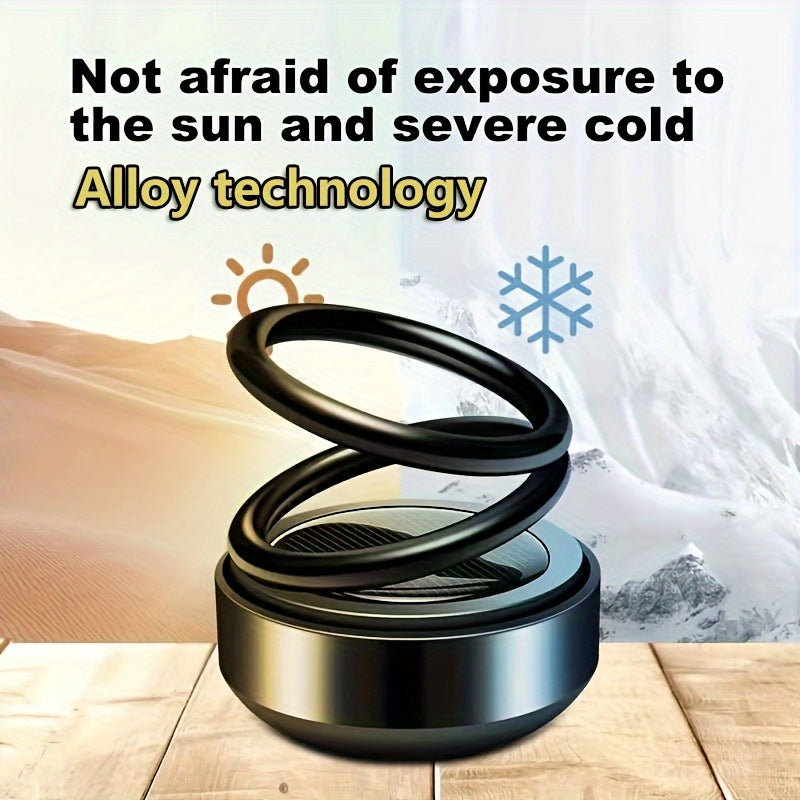 Dual-Ring Car Air Freshener Solar Powered Fragrance Diffuser Red Metallic