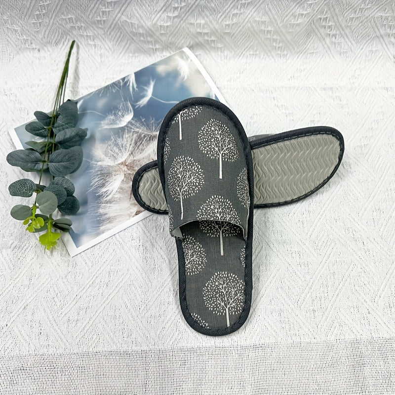 8 Pairs Women's Linen Home Slippers Gray White EVA Soles All Seasons