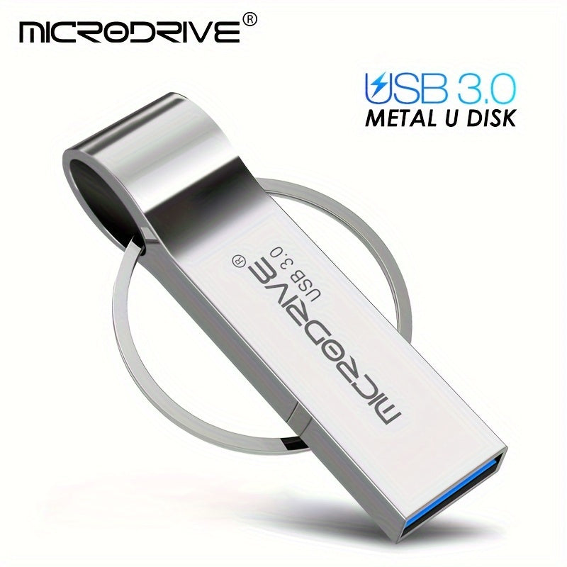 High Speed USB 3.0 Metal Pen Drive 32GB 64GB 128GB with Ring Clasp