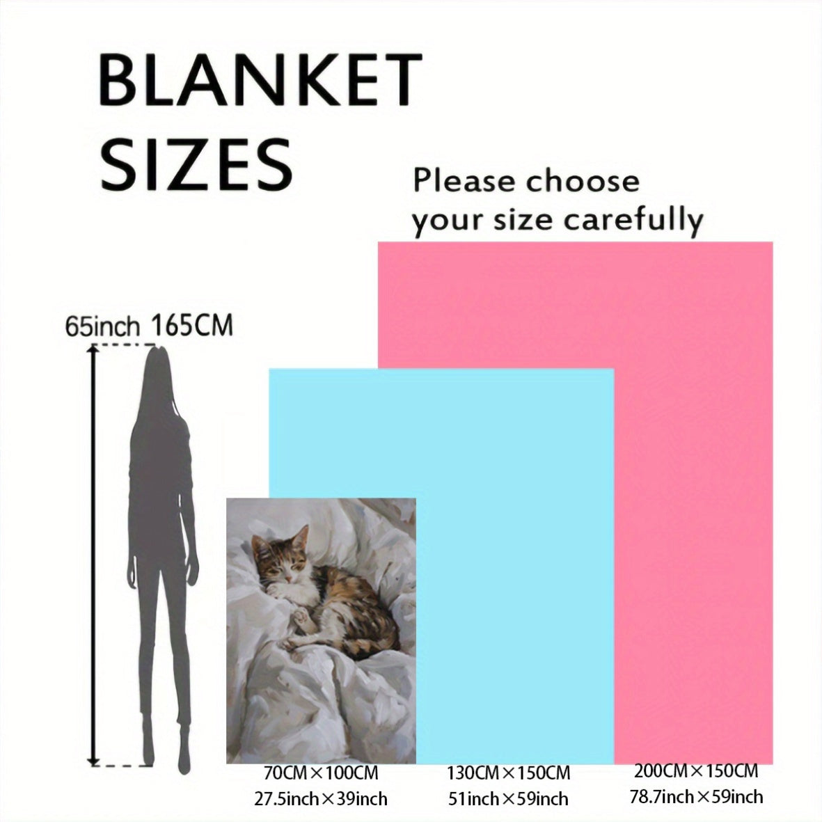 Contemporary Cat Print Flannel Blanket for Bed Sofa Travel Lightweight Polyester