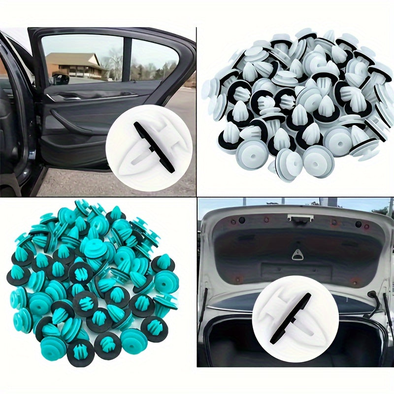 50/100 Pcs Car Door Panel Clips Black White ABS Resin Fasteners Rivets Bumper Clips
