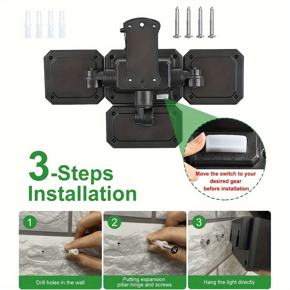 Outdoor Solar Floodlight with Motion Sensor Remote Control Adjustable Brightness Rechargeable Lithium Battery Wall Mount