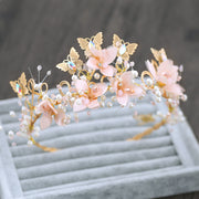 Bridal Flower Crown Headband with Faux Pearls Wedding Hair Accessory