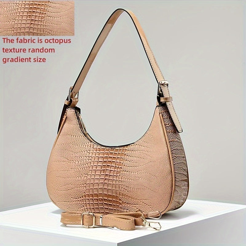 Women's Crossbody Bag with Crocodile Pattern Embossed PU Leather