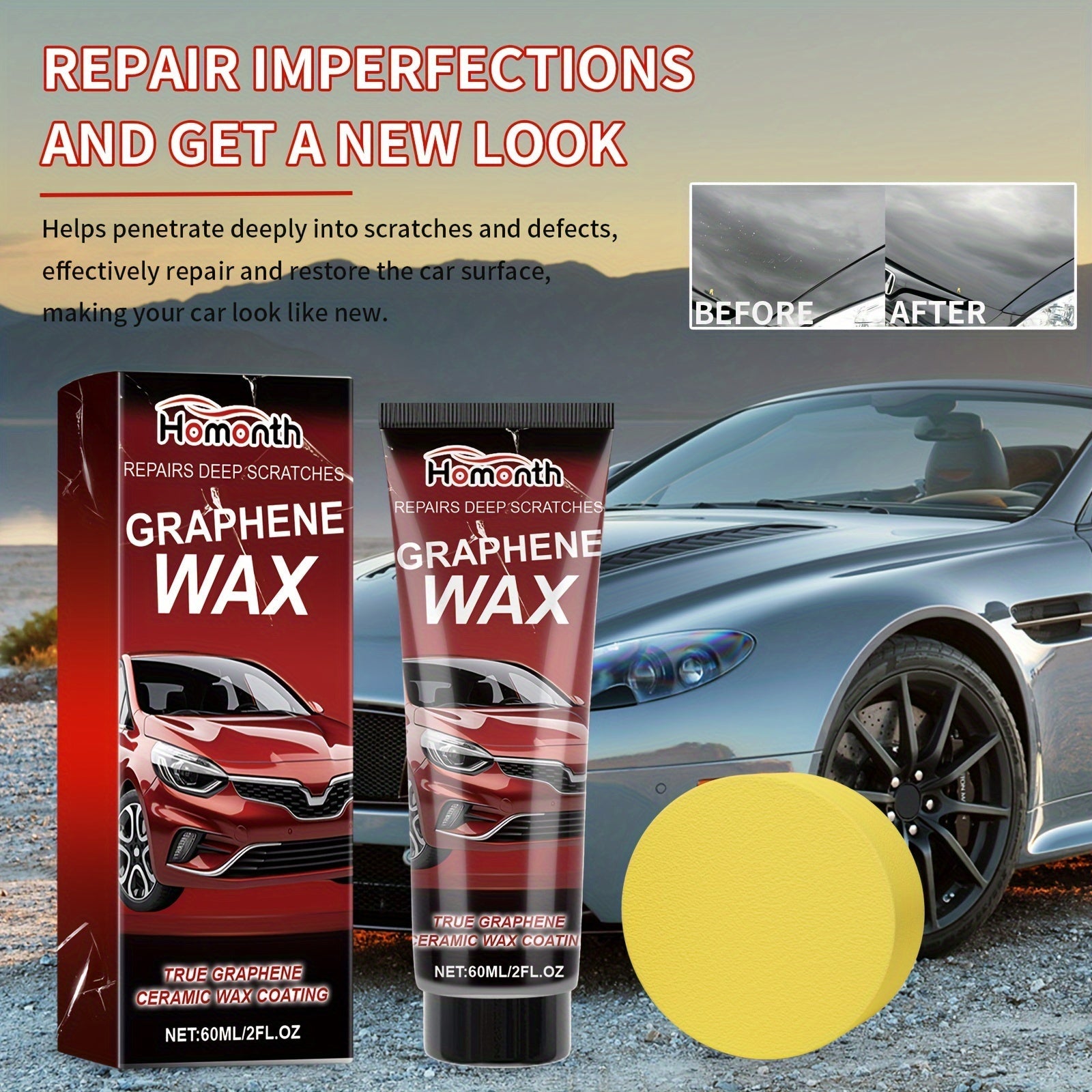 Graphene Car Scratch Repair Wax Metal Polishing Compound Citric Acid 70g