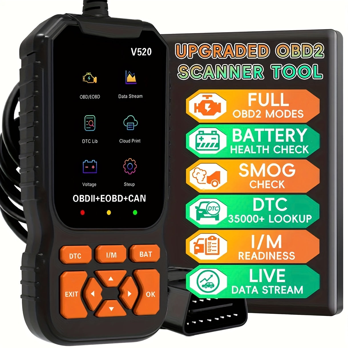 Professional OBD2 Scanner Check Engine Light Diagnostic Tool with Color Screen