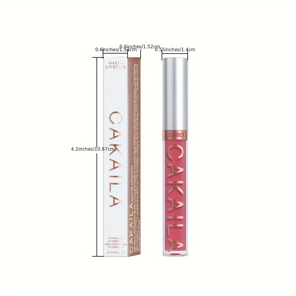 Velvet matte lip tints in 18 colors. Long-lasting, waterproof, non-stick cup lip glaze.