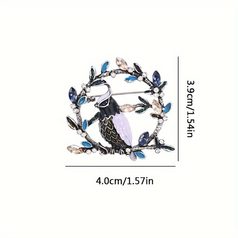 Vintage Style Bird Brooch Rhinestones Alloy Enamel Fashion Accessory for Dresses