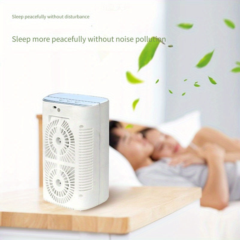 Mini ventilador de aire acondicionado portátil con pulverizador de niebla para enfriar en el escritorio del dormitorio