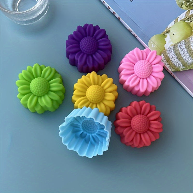 Set of 6 3D Flower Silicone Cake Molds for Jelly Pudding Candle Making