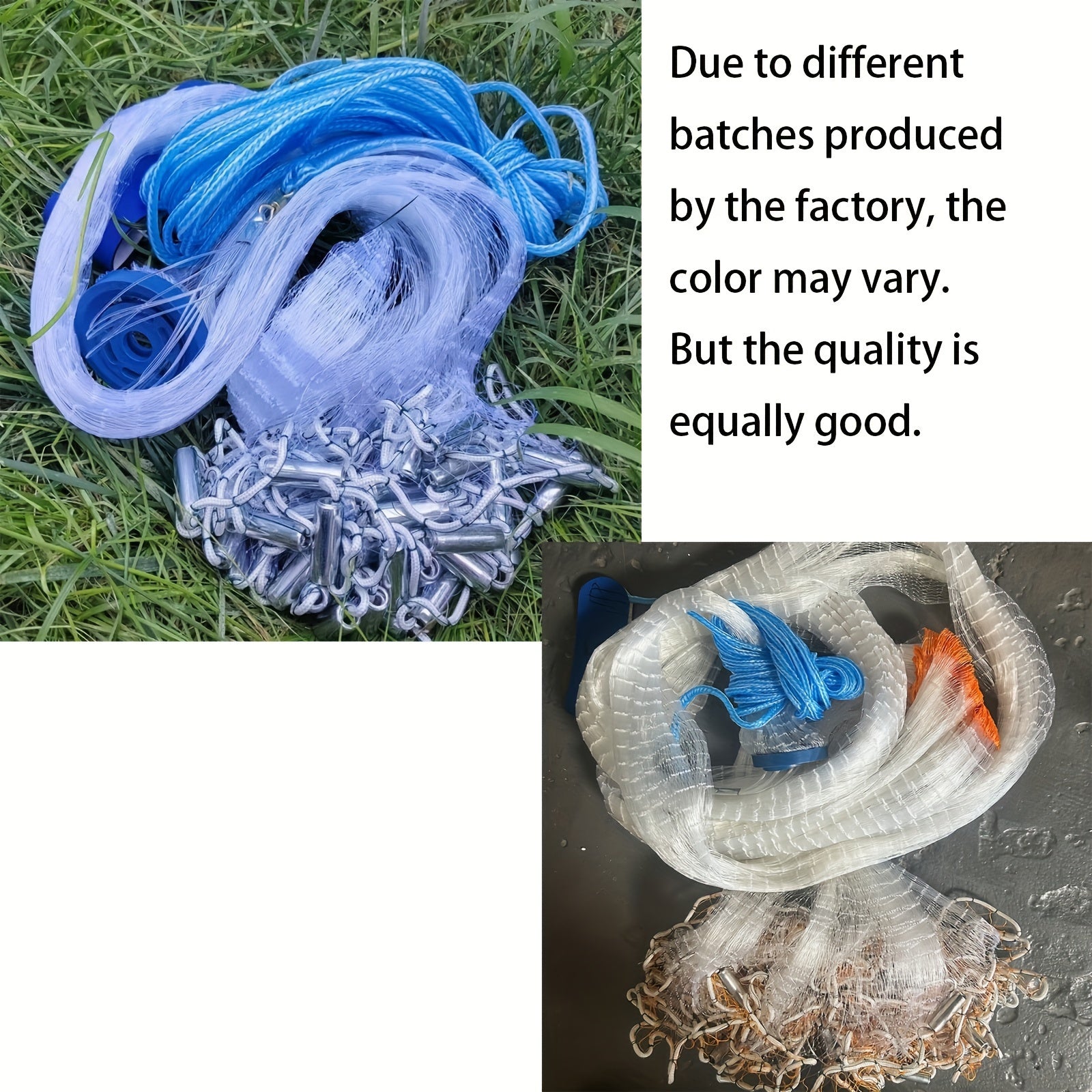 White Nylon Cast Net for All Fish Species Durable Fishing Net