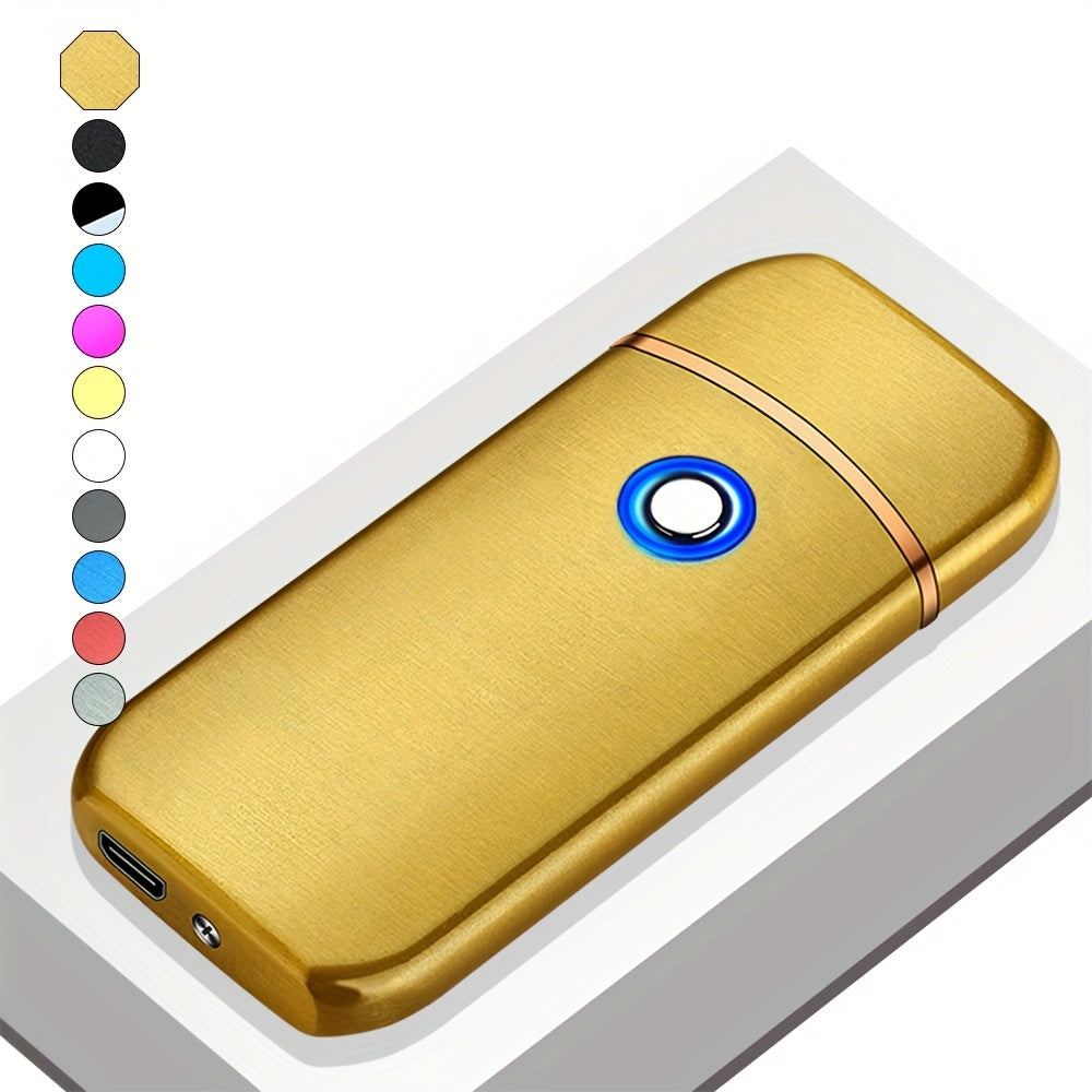Unisex Metal Rechargeable Windproof Electric Lighter with Touch Switch