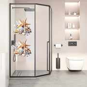 Ocean-Themed Bathroom Decal Set with Starfish and Shells Glossy PVC Ceramic Surface Decor