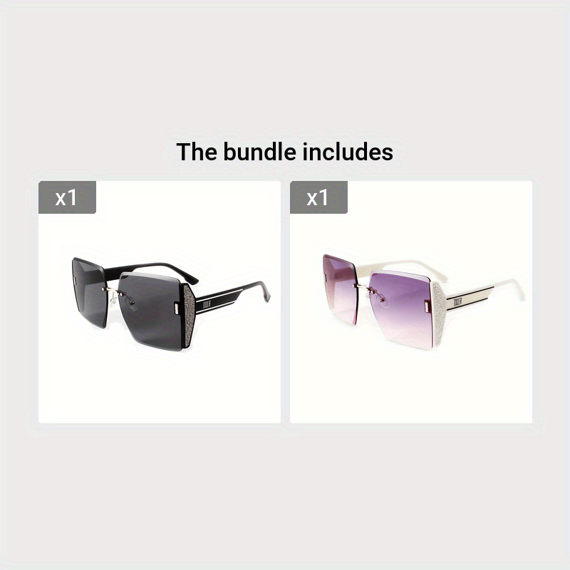 Unisex Rimless Sunglasses Large Gradient Lenses Summer Beach Travel