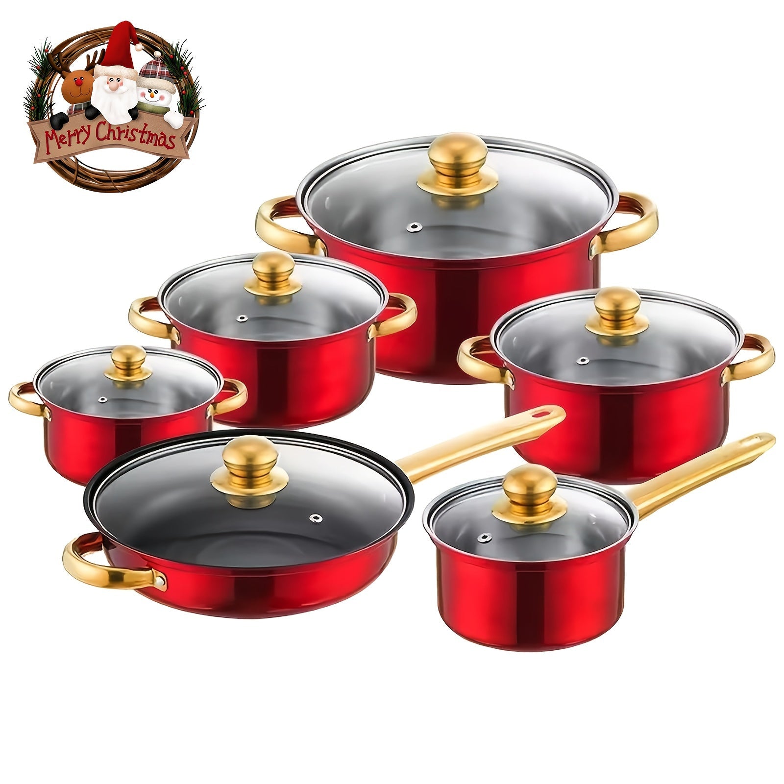 Набор воков из нержавеющей стали на 6 предметов - антипригарные, легко очищаемые кухонные принадлежности, идеальные для жарки, тушения и приготовления супов